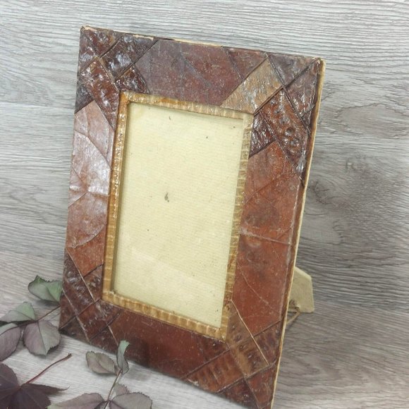 Vintage Dry Leaf Photo Frame Tabletop Boho Ornament Free Stand Display Décor - Picture 6 of 16